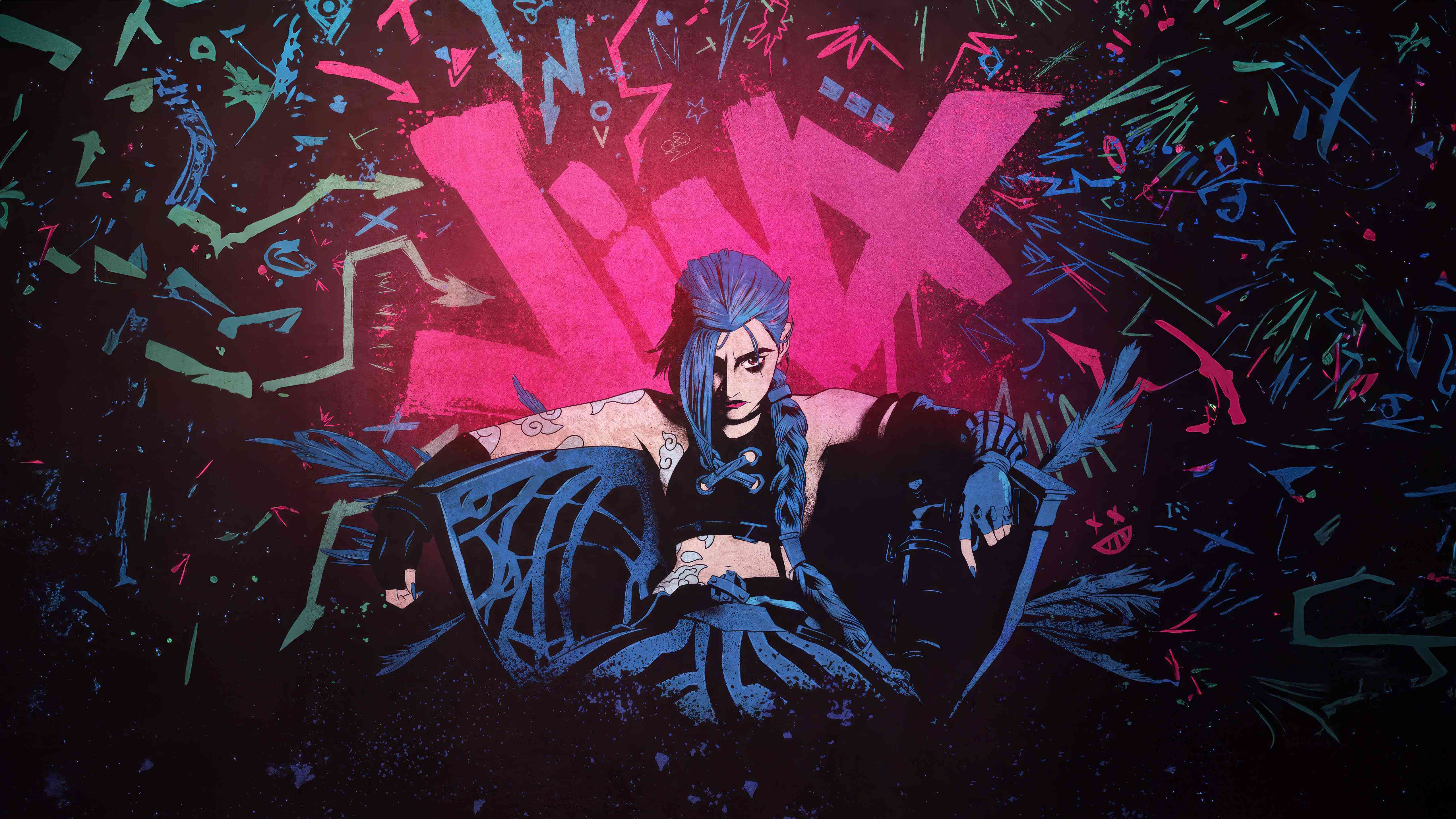 Jinx Wallpaper 4K - Arcane Graffiti Art HD | MirrorLog